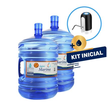 1 KIT INICIAL: Bomba USB + 2 Bidones de 20 lts con carga de agua purificada