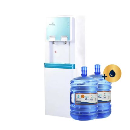 Dispensador eléctrico de ventilador V2 + 2 Bidones de 20 lts con carga de agua purificada