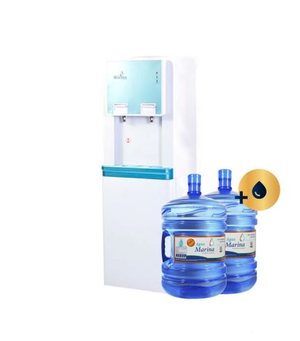 Dispensador eléctrico de ventilador V2 + 2 Bidones de 20 lts con carga de agua purificada