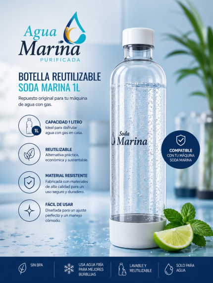 Botella Reutilizable Soda Marina 1L – Repuesto para tu Máquina de Soda