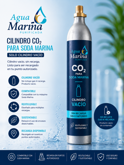 Cilindro vacio SIN Recarga CO₂ para Soda Marina